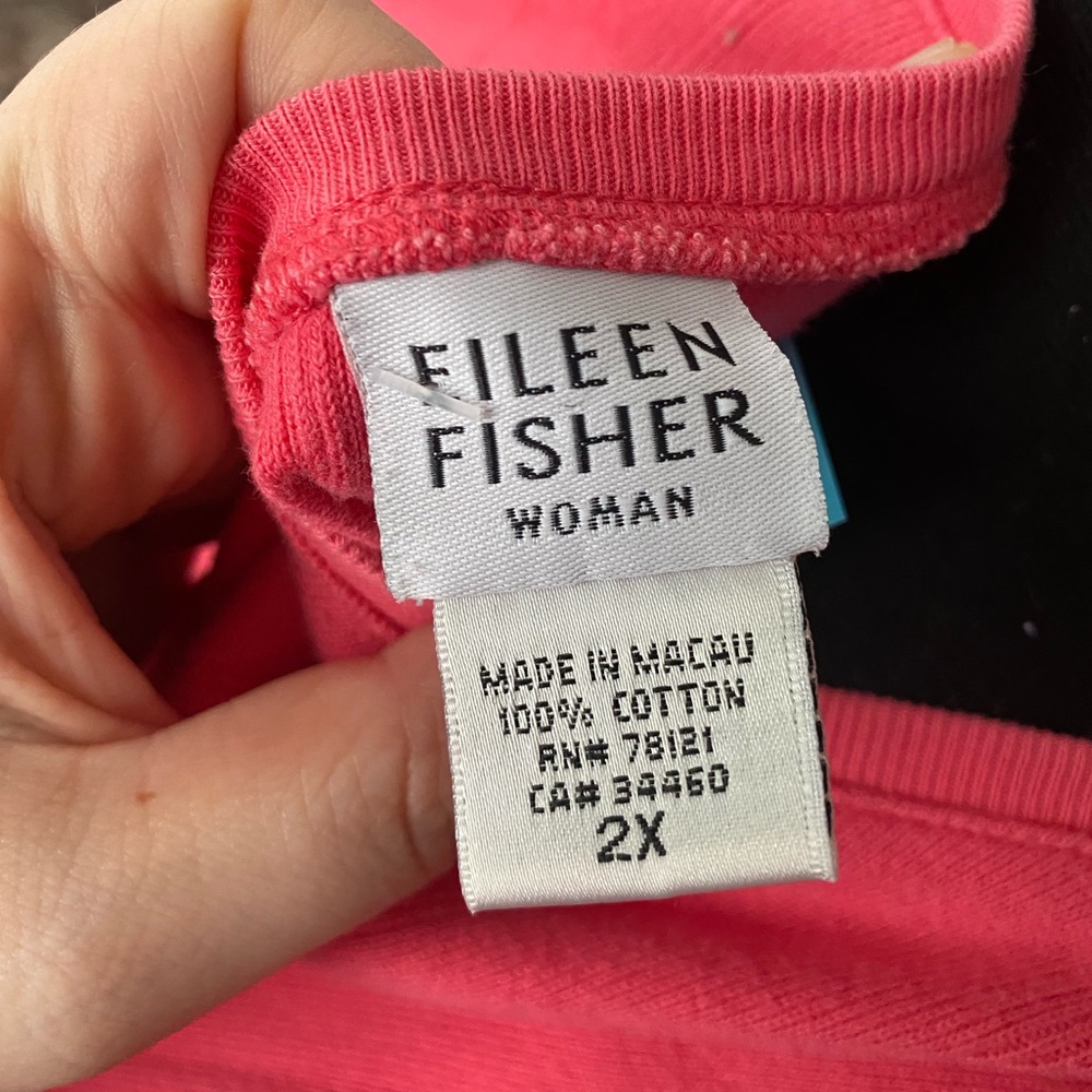Vintage Eileen Fisher Woman cotton coral plus size short sleeve dress 2X - Picture 7 of 7